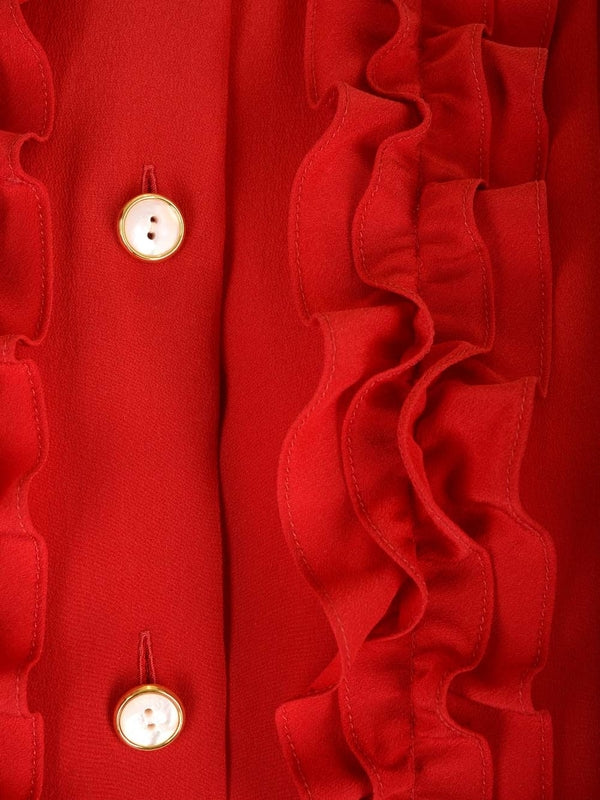 Ruffle Trim Silk Shirt - Image 6