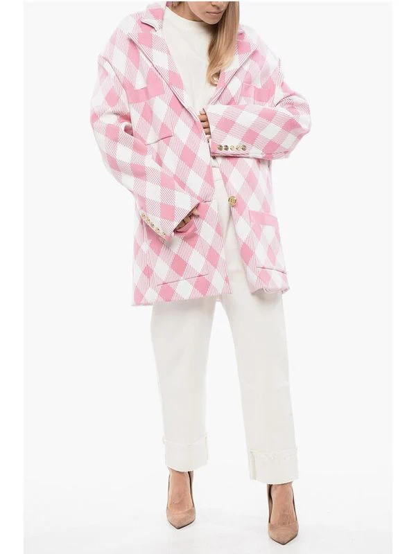 Gingham Check Single-breasted Coat - Image 3