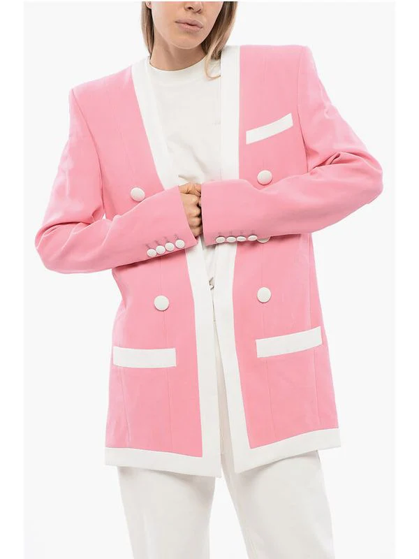 Two-tone V-neck Tailored Jacket - Image 2