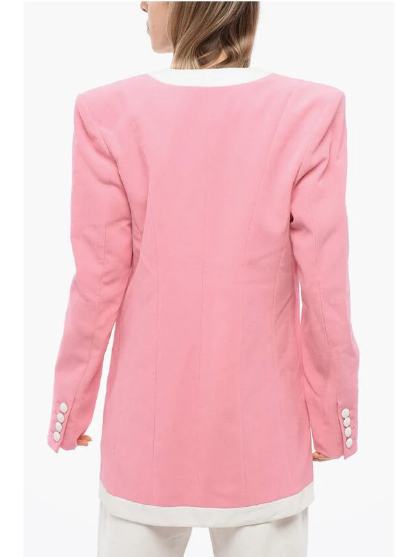 Two-tone V-neck Tailored Jacket - Image 3