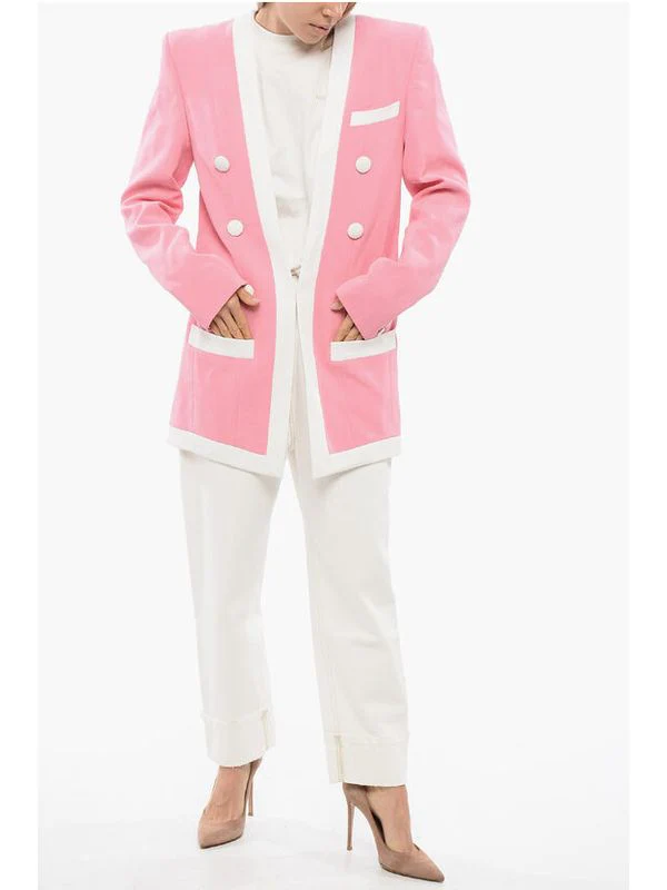 Two-tone V-neck Tailored Jacket - Image 4