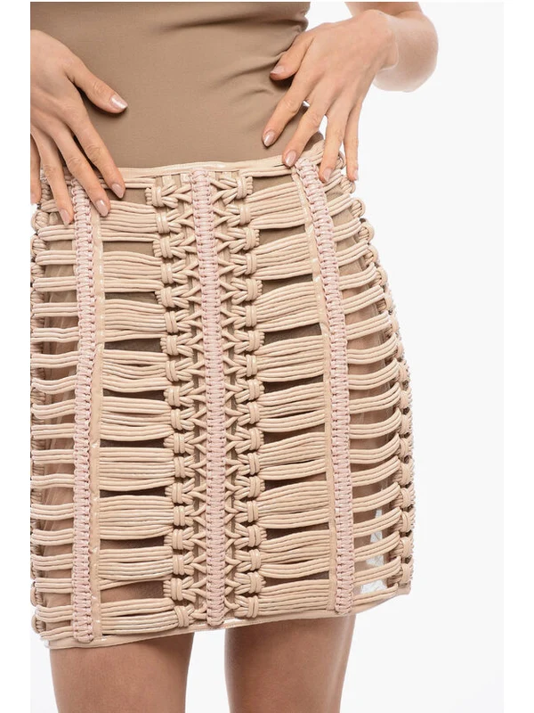 Openwork Braided Mini Skirt - Image 3