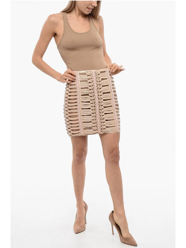 Openwork Braided Mini Skirt - Image 4