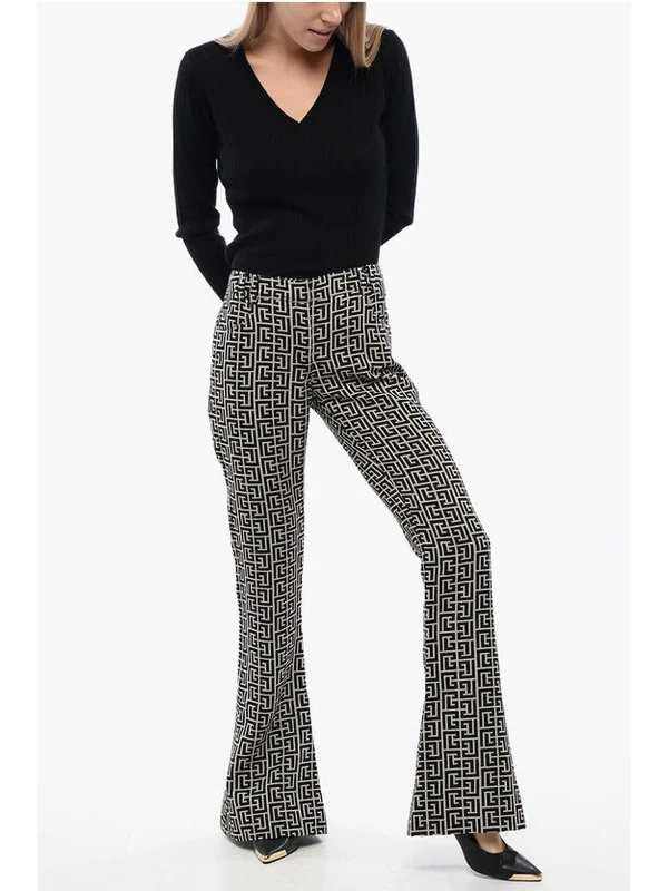 Monogram Flare Wool Pants - Image 3
