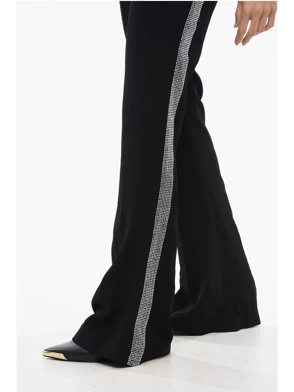 Side Rhinestone Detail Flare Pants - Image 2