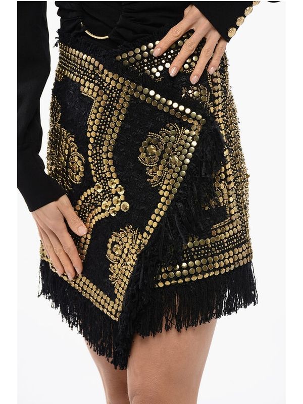Fringe Studded Wrap Skirt - Image 4