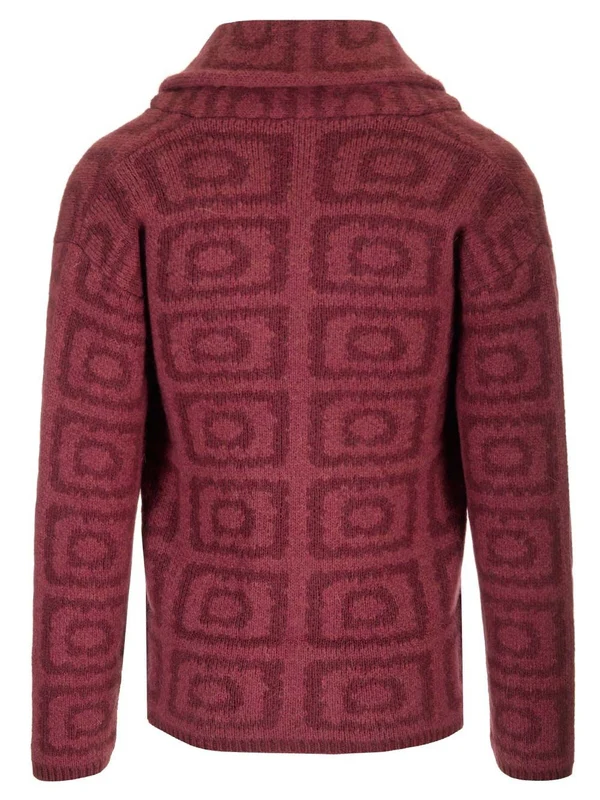 Wool Blend Jacquard Cardigan - Image 2