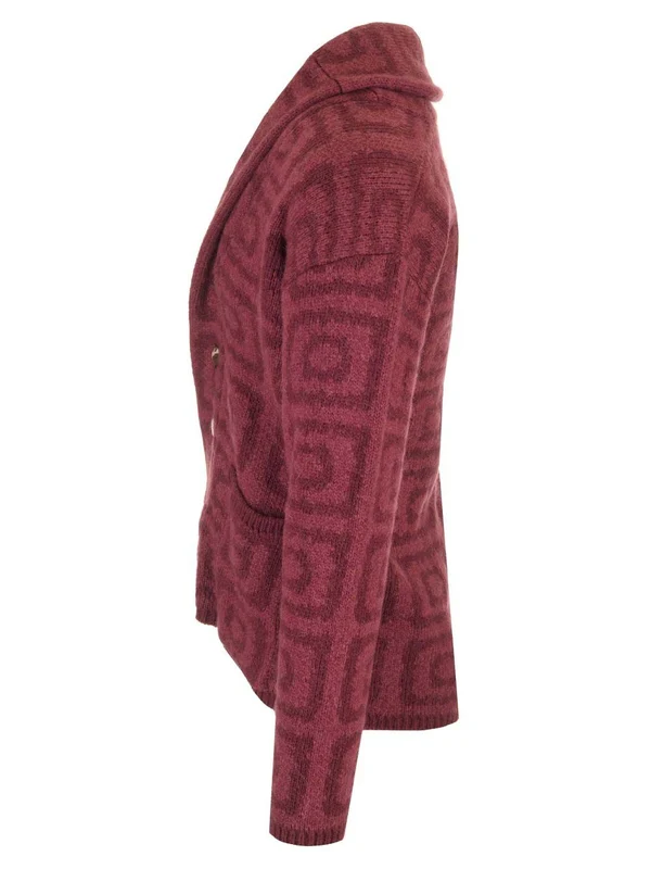 Wool Blend Jacquard Cardigan - Image 3