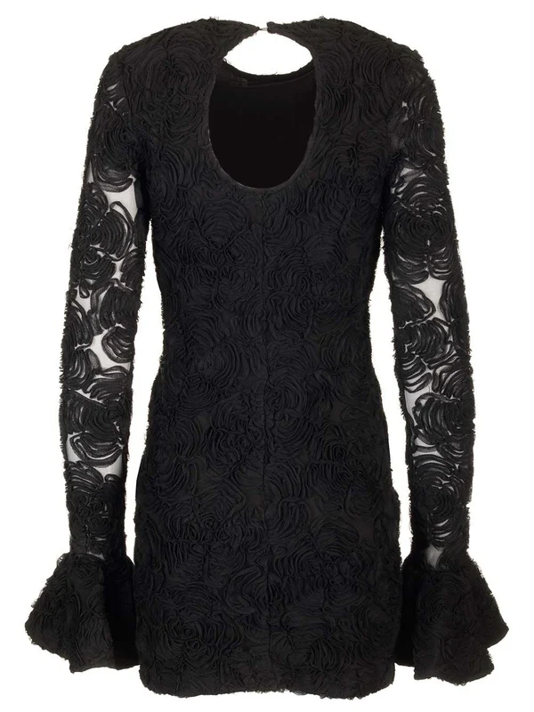 Flower Pattern Sheer Mini Dress - Image 2