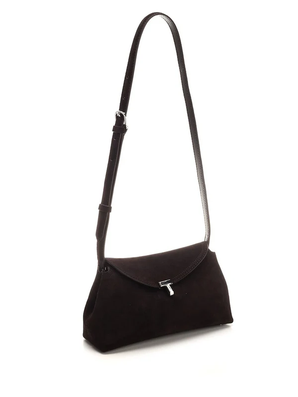 T Lock Suede Crossbody Bag - Image 2