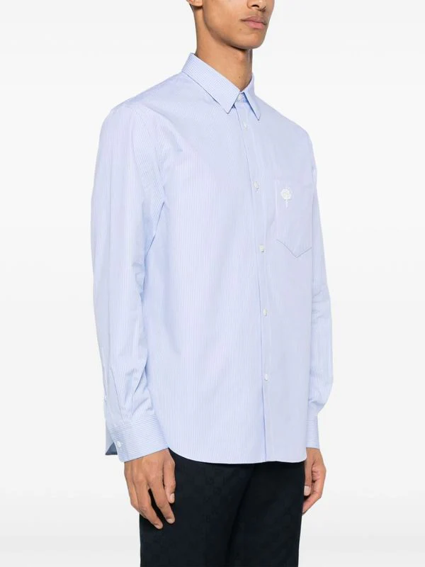 Flower Embroidery Stripe
  Cotton Shirt - Image 2