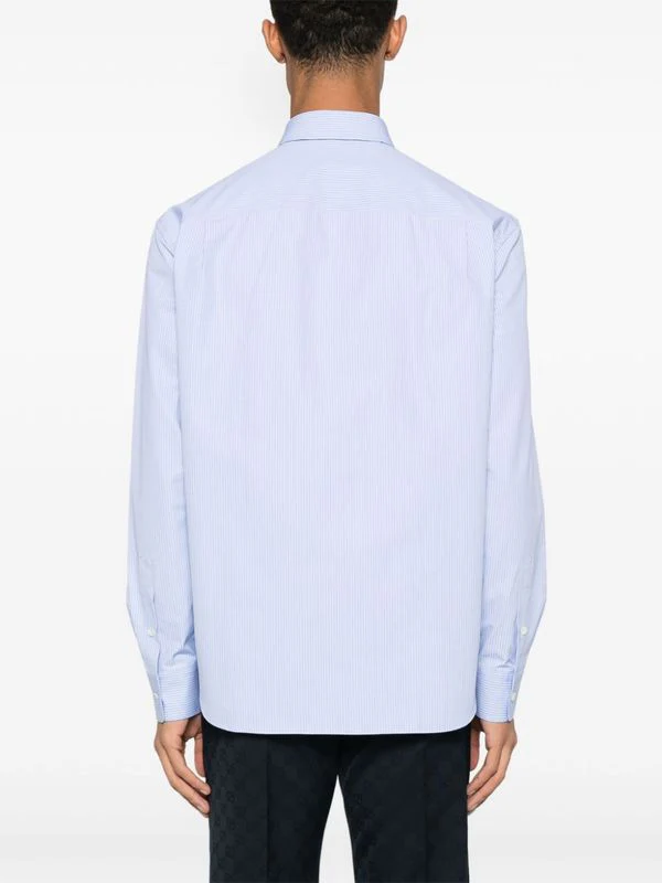 Flower Embroidery Stripe
  Cotton Shirt - Image 3
