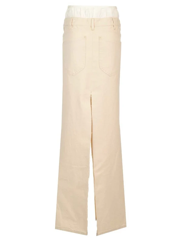 Combined Front Slit Long Skirt - Image 2
