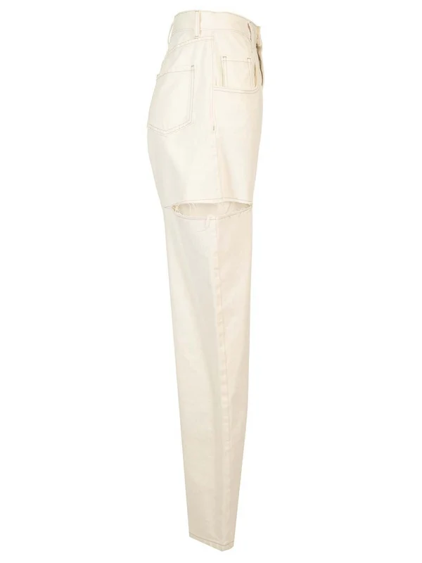 Cut-out Detail Denim Pants - Image 3