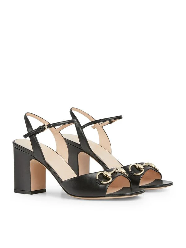 Horsebit Accent Leather Sandal
  Heel - Image 2