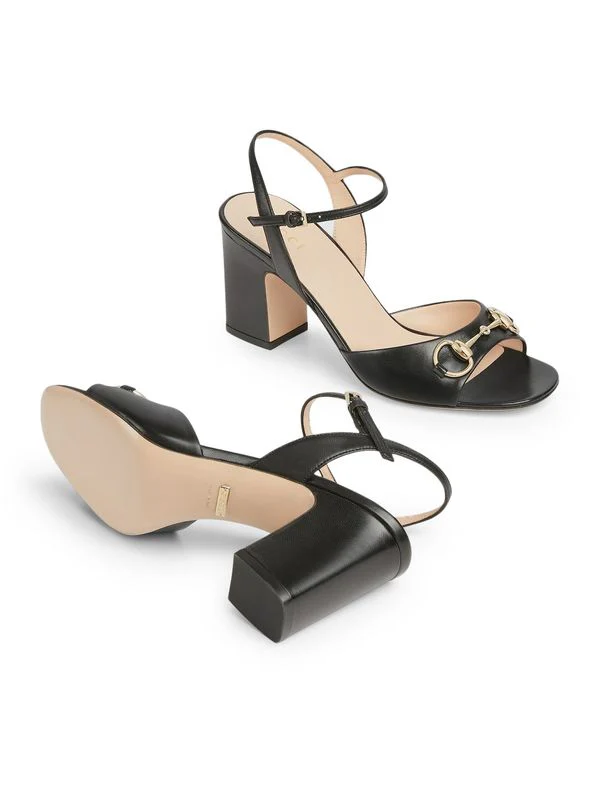 Horsebit Accent Leather Sandal
  Heel - Image 3