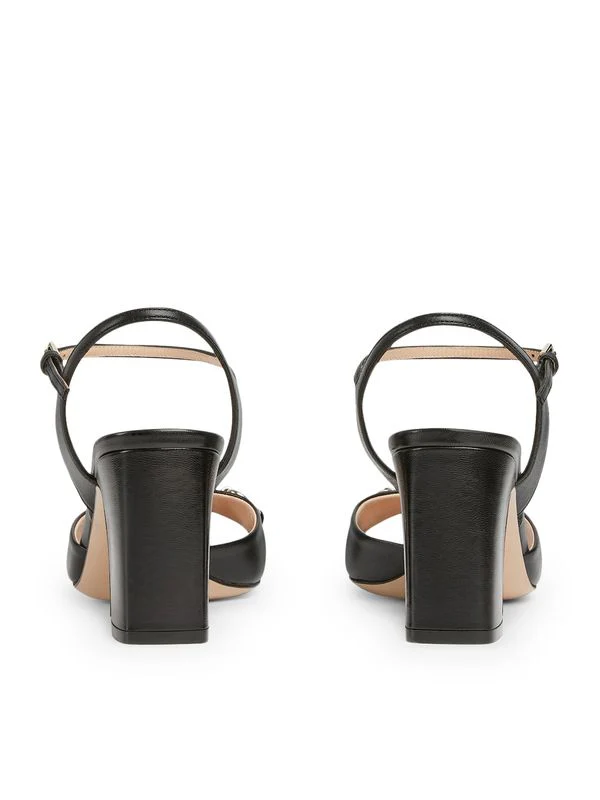 Horsebit Accent Leather Sandal
  Heel - Image 5