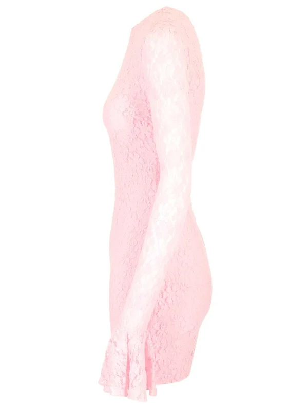 Flower Lace Mini Dress - Image 3