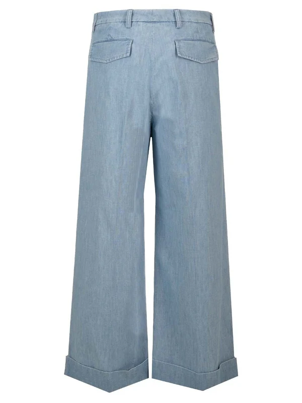 Turn-up Wide-leg Denim Pants - Image 2
