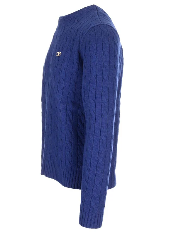 V Logo Plaited Sweater - Image 3