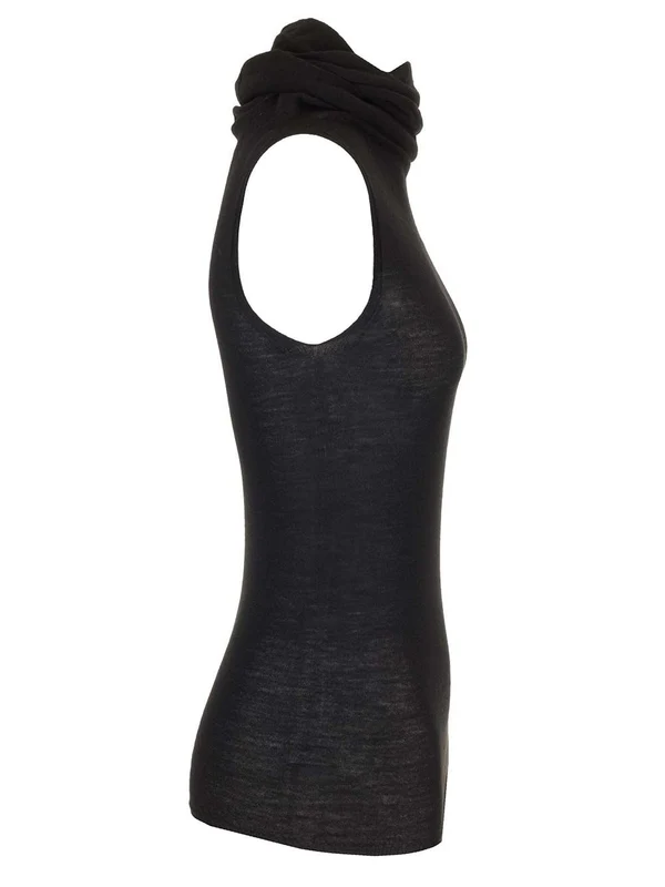 High-neck Wool Jersey Sleeveless Top - Image 3