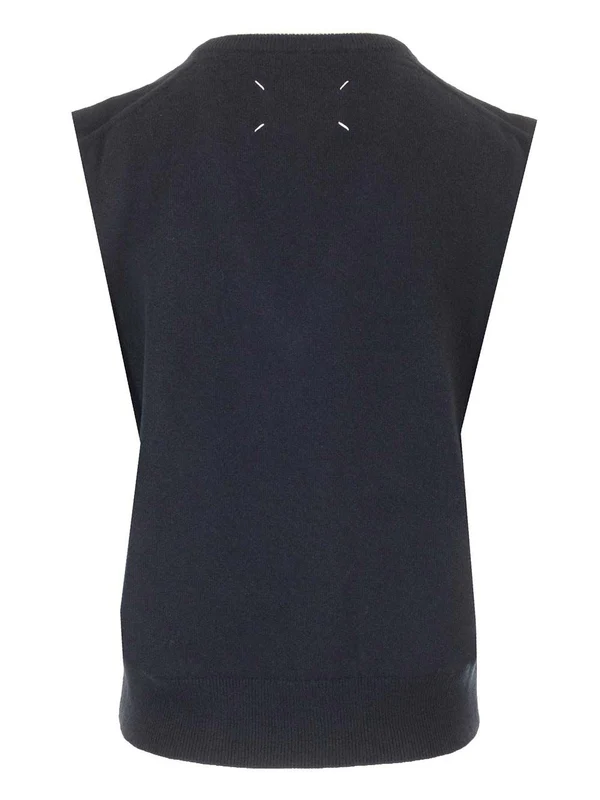 Back Stitch Wool Knit Vest - Image 2