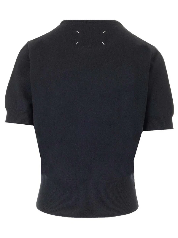 Back Stitch Wool Short-sleeve Knit - Image 2