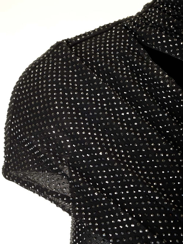 Rhinestone Mesh Cutout Short-sleeve Top - Image 5