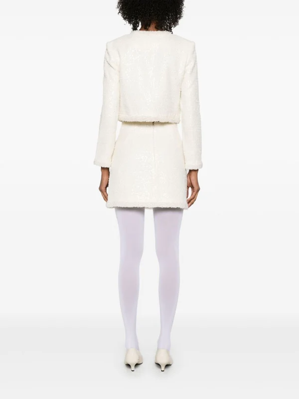 Pearl Decoration Bouclé Skirt - Image 4