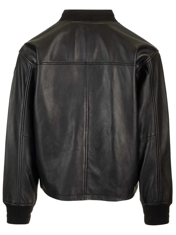 BLACK LEATHER BOMBER JACKET Bomber - Image 2
