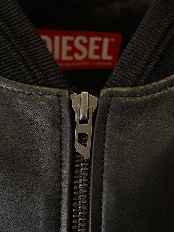BLACK LEATHER BOMBER JACKET Bomber - Image 5