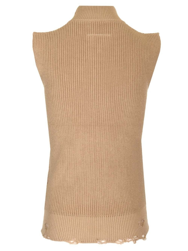 Distressed Zip-up Knit Cardigan - Image 2