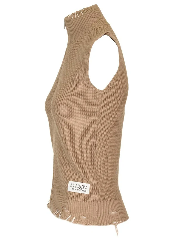 Distressed Zip-up Knit Cardigan - Image 3
