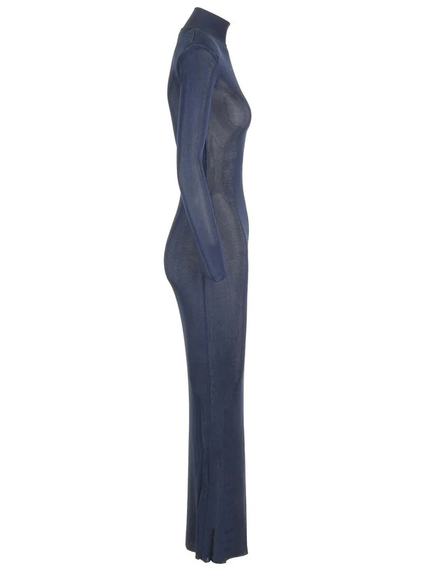 viscose knit fitted dress Long Dress - Image 3