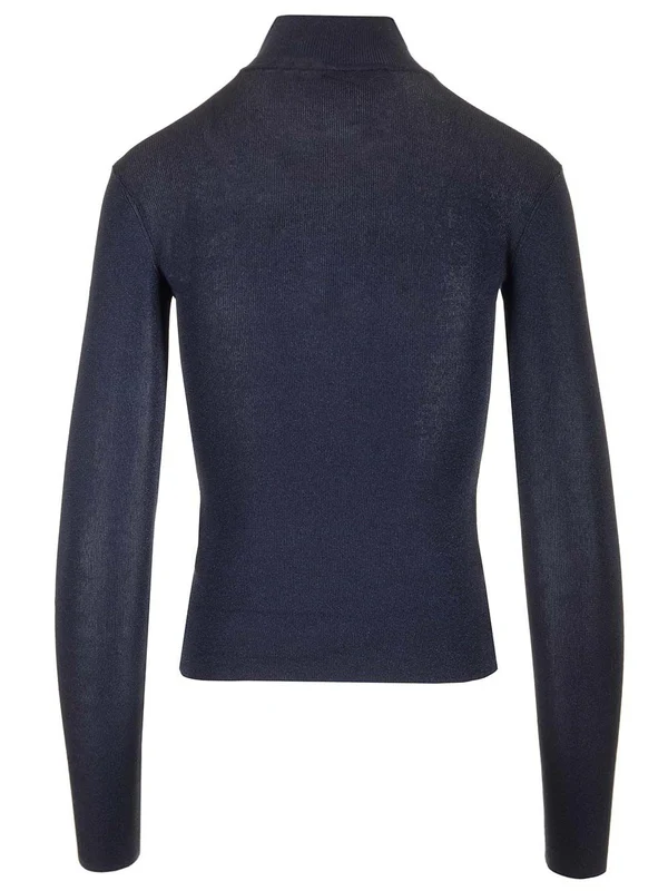 NAVY VISCOSE KNIT TOP Knitted - Image 2