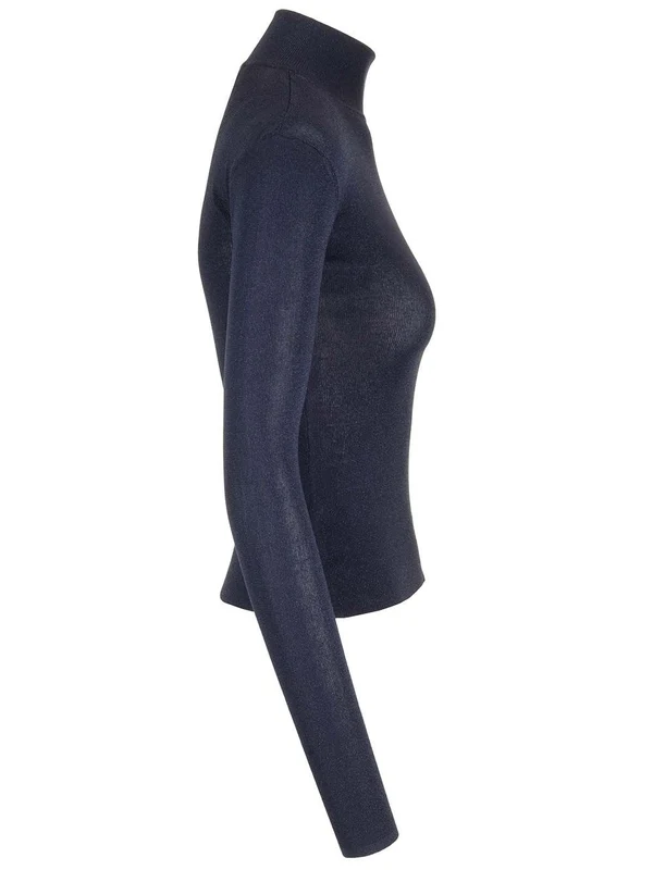 NAVY VISCOSE KNIT TOP Knitted - Image 3