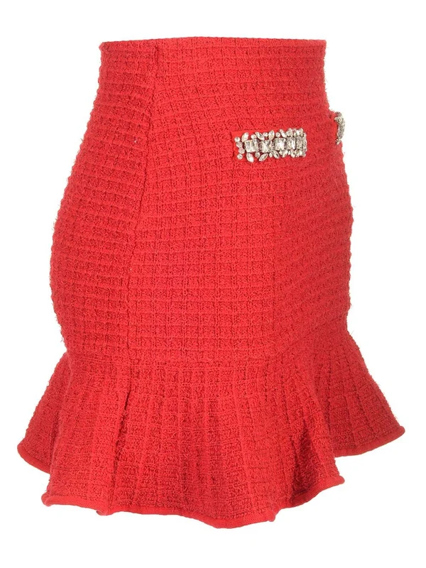 Crystal Embellished Waffle Knit Skirt - Image 3