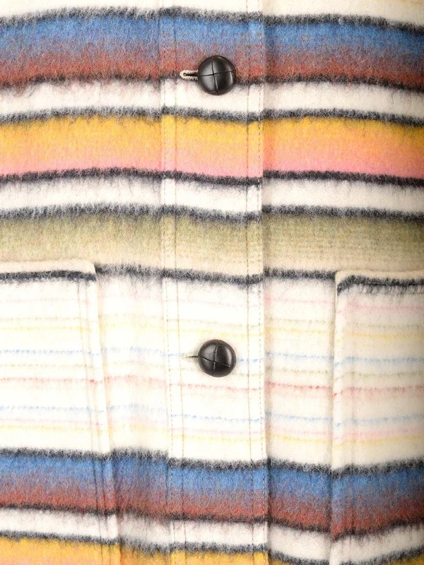 Leather Collar Wool Blend Overshirt Jacket - Image 5
