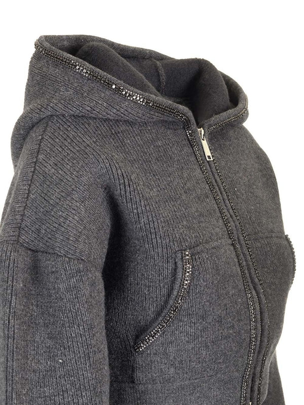 Cropped Wool Cashmere Hoodie Sweater - Image 6