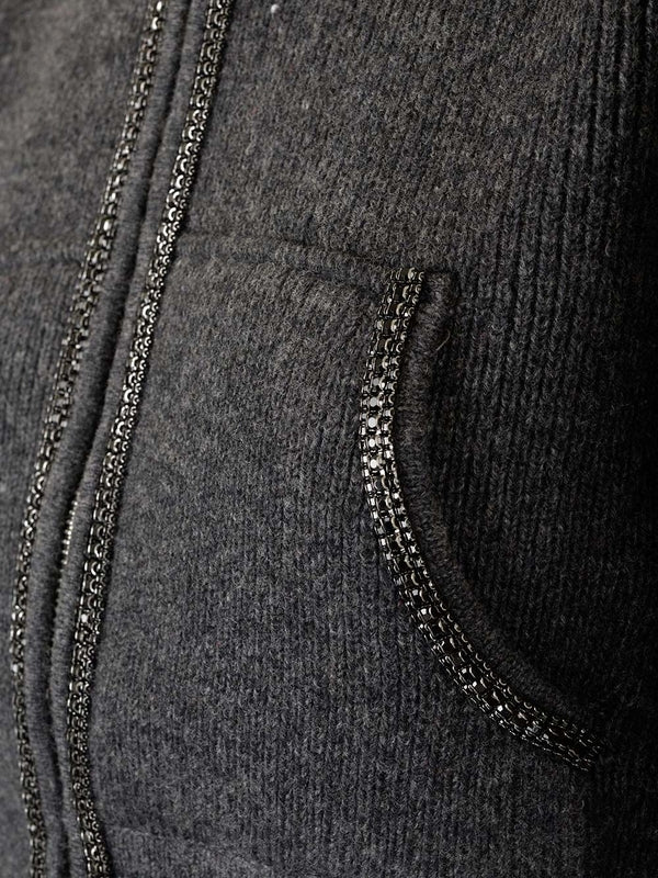 Cropped Wool Cashmere Hoodie Sweater - Image 7
