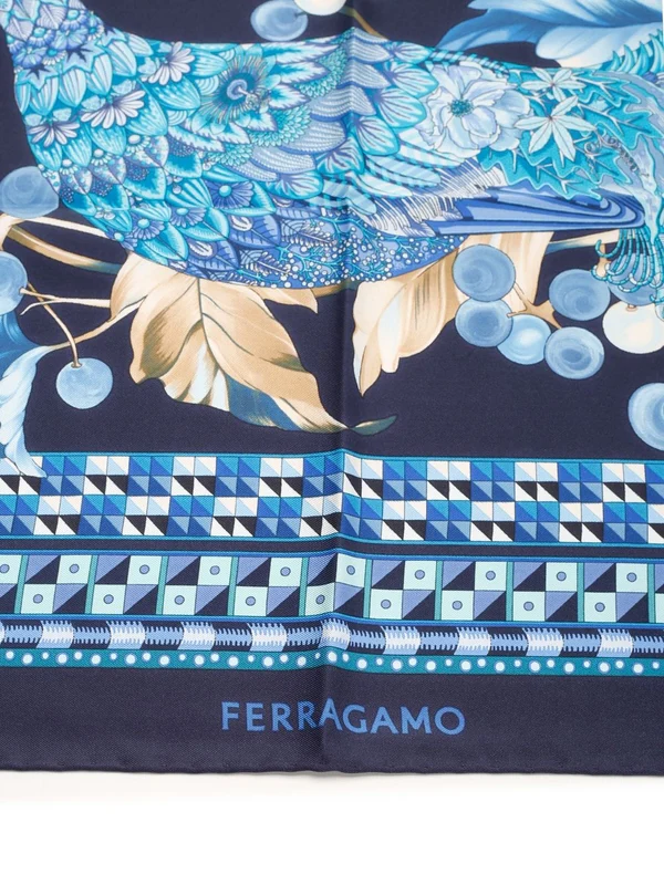 Peacock Pattern Silk Scarf - Image 2