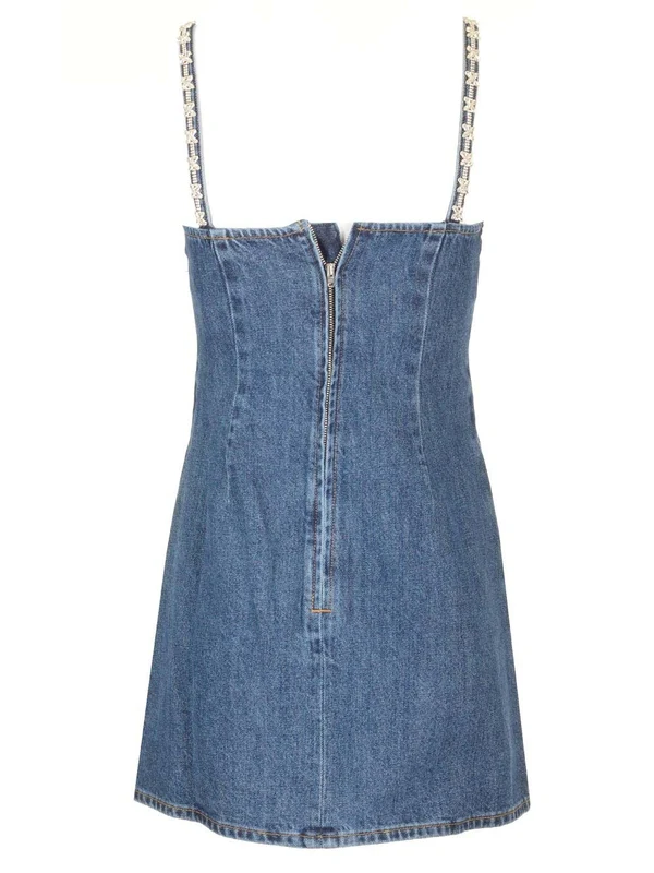 Diamond Strap Denim Mini Dress - Image 2