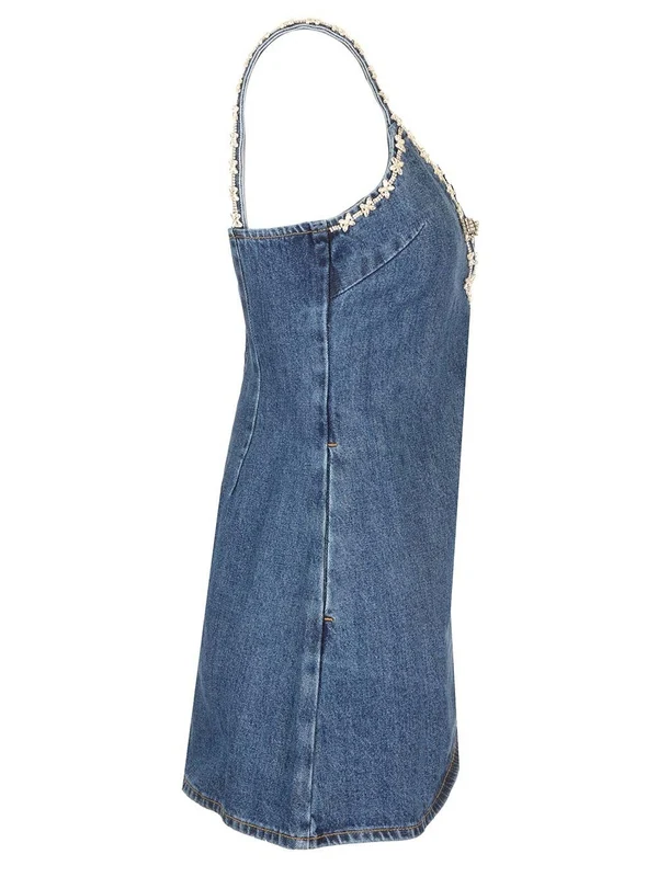 Diamond Strap Denim Mini Dress - Image 3