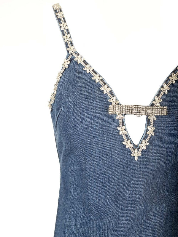 Diamond Strap Denim Mini Dress - Image 4