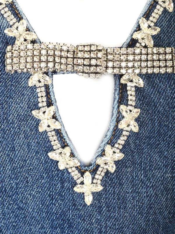 Diamond Strap Denim Mini Dress - Image 5