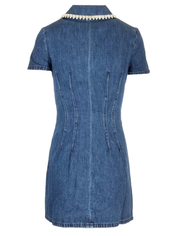 Diamond-embellished Denim Mini Dress - Image 2