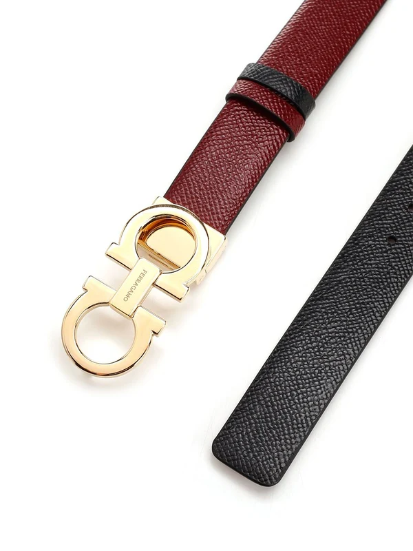 Reversible Gancini Buckle Leather Belt - Image 2