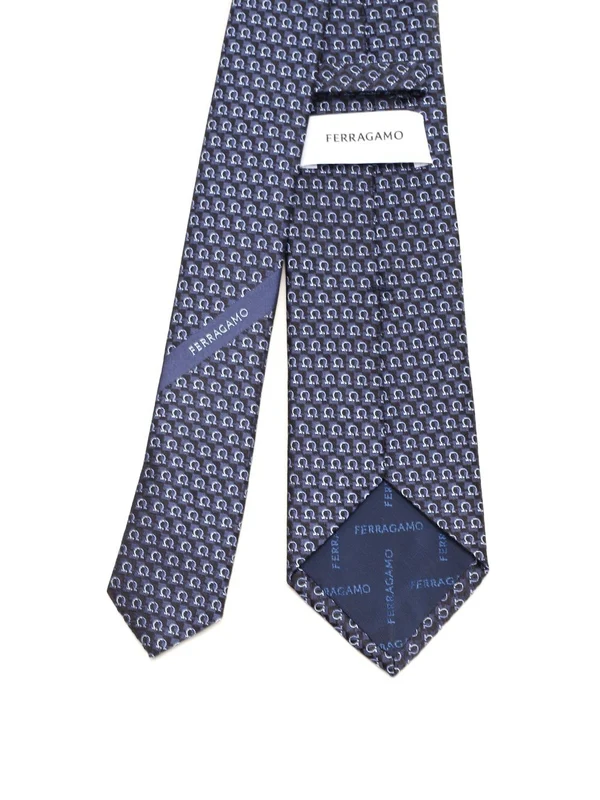 Gancini Pattern Silk Tie - Image 2