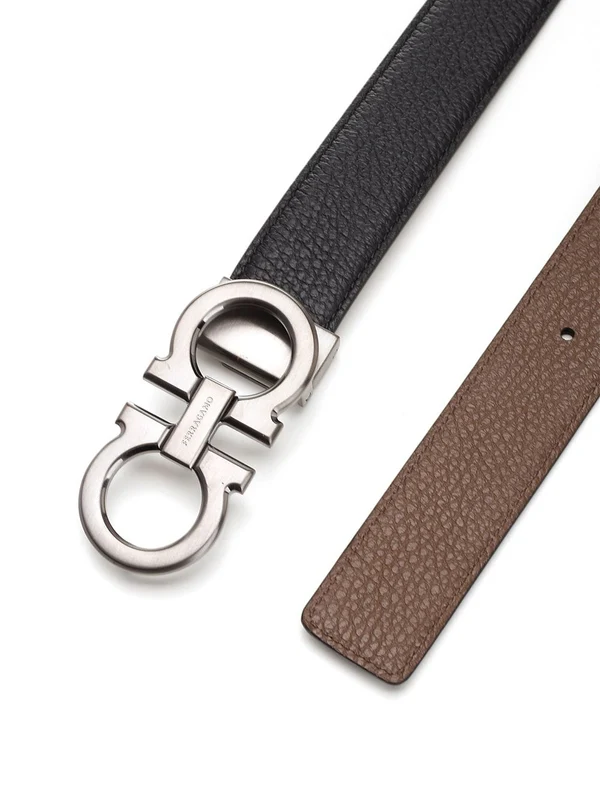 Reversible Gancini Buckle Leather Belt - Image 2