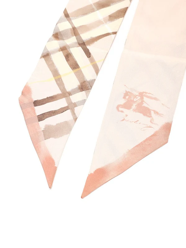 Check Pattern Silk Twill Scarf - Image 2
